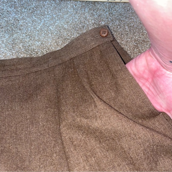Pendleton brown Virgin Wool Skirt Straight Pencil Pockets Preppy Academia Tweed - Picture 5 of 10